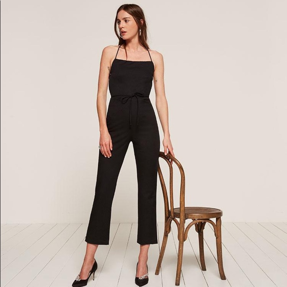 Reformation Rufus Strappy Back Black Jumpsuit